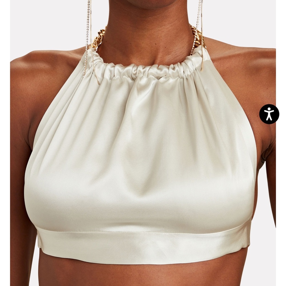 Harmur power chain trimmed silk halter top
